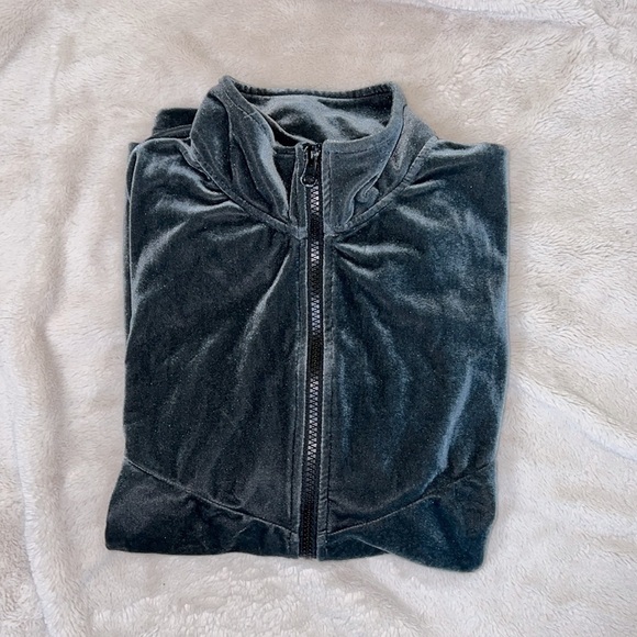 SASKI Collection Shiny Gray Full Zip Velour Athletic Jacket - Size Medium - Picture 5 of 10